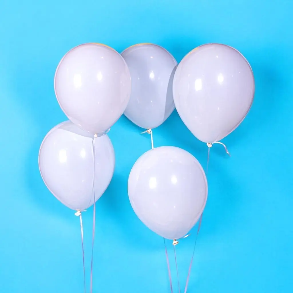 Five White Helium Balloons 0093